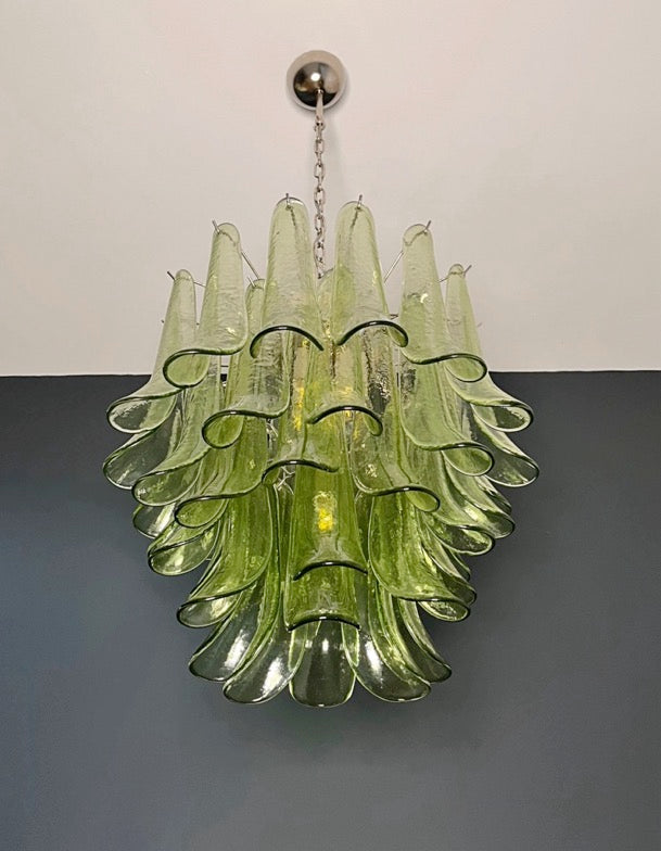 Murano Lysekrone | 41 Grønne Konglebladglass