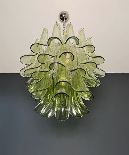 Murano Lysekrone | 41 Grønne Konglebladglass