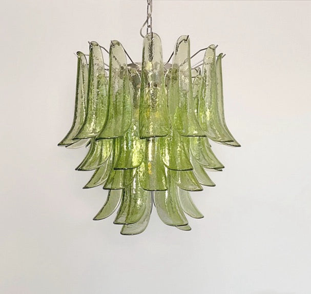 Murano Lysekrone | 41 Grønne Konglebladglass