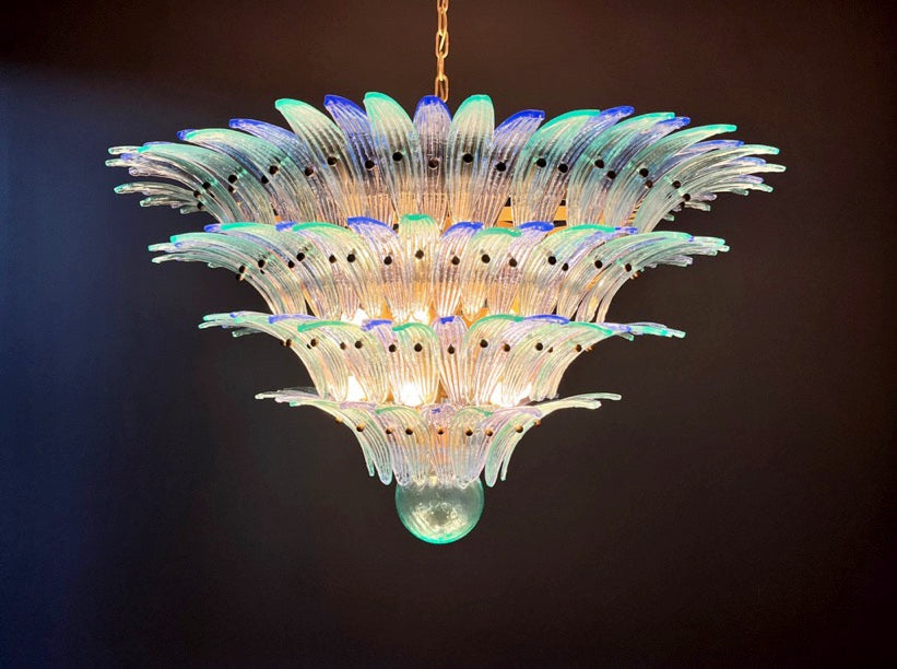 Murano Chandelier – 160 Blue Turquoise Palmette Glass – detail 10 – Murano Classics