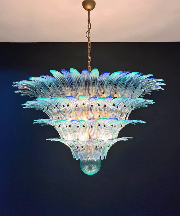Murano Chandelier – 160 Blue Turquoise Palmette Glass – detail 9 – Murano Classics