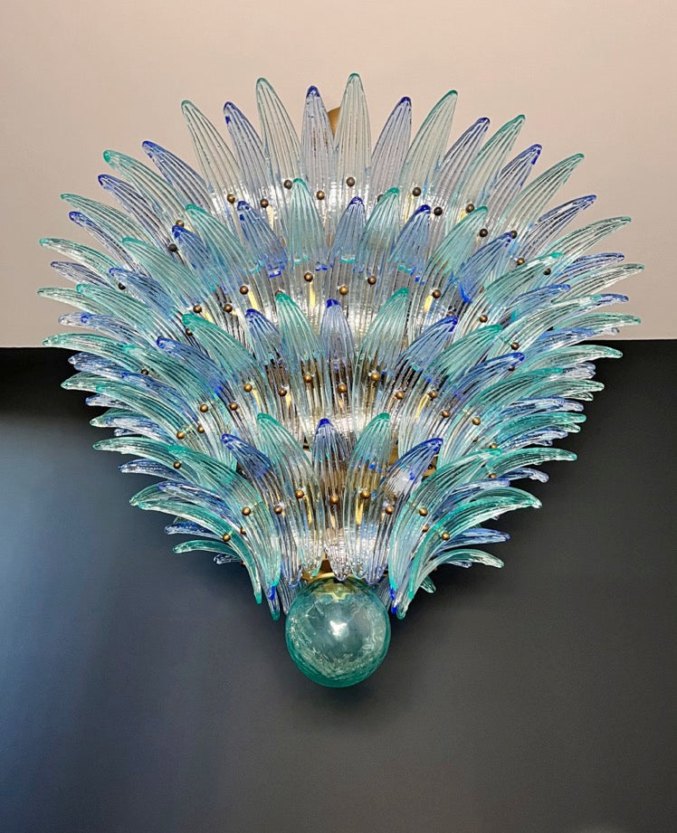 Murano Lysekrone | 160 Blå Gull Turkise Palmeglass