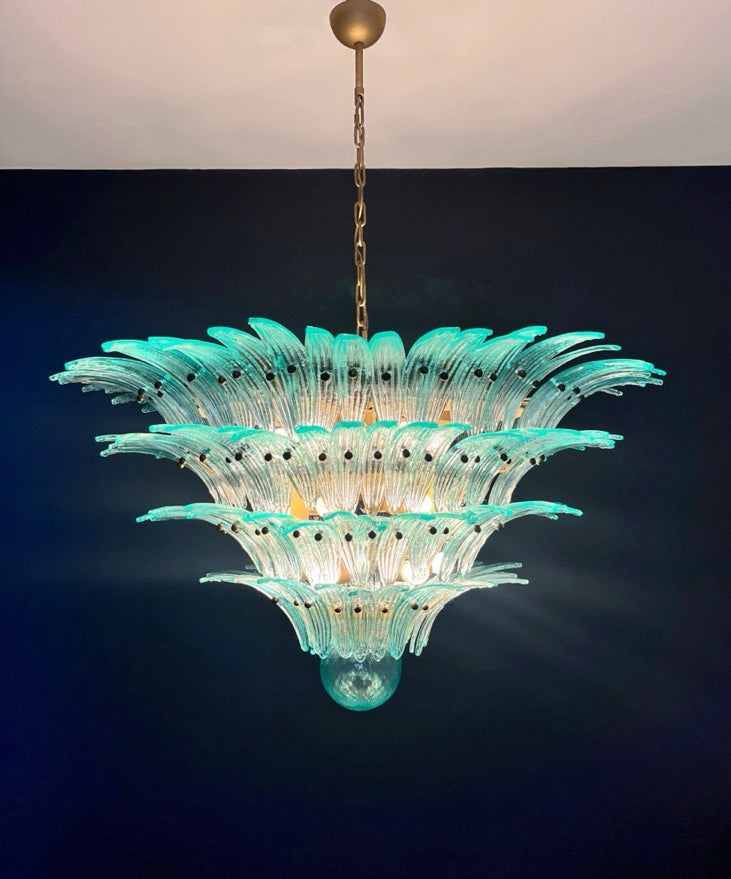 Murano Chandelier – 160 Turquoise Palmette Glass – detail 8 – Murano Classics