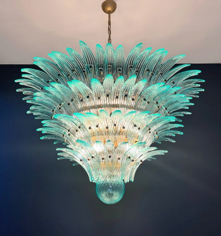 Murano Chandelier – 160 Turquoise Palmette Glass – detail 7 – Murano Classics