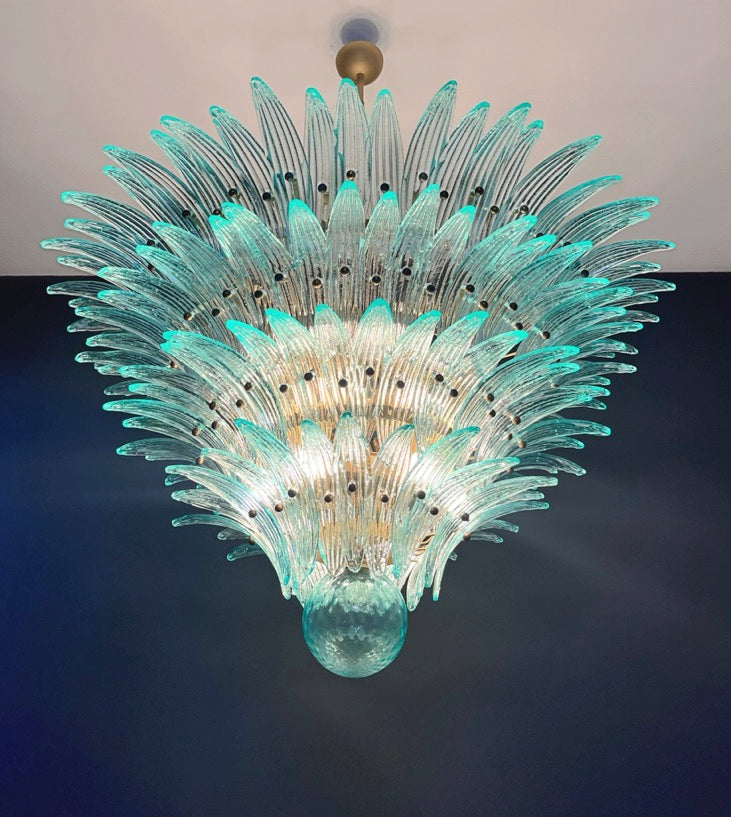 Murano Chandelier – 160 Turquoise Palmette Glass – detail 6 – Murano Classics