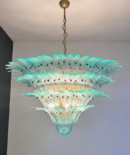 Murano Lysekrone | 160 Gull Turkise Palmeglass