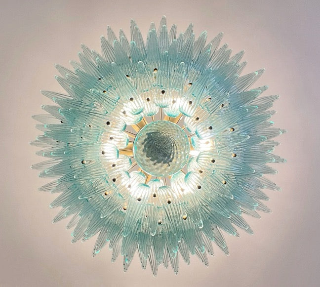 Murano Lysekrone | 160 Gull Turkise Palmeglass