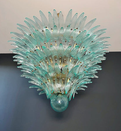 Murano Lysekrone | 160 Gull Turkise Palmeglass