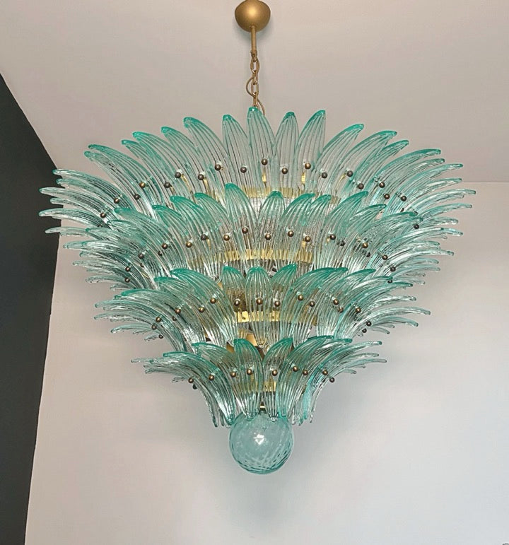 Murano Chandelier – 160 Turquoise Palmette Glass – detail 10 – Murano Classics