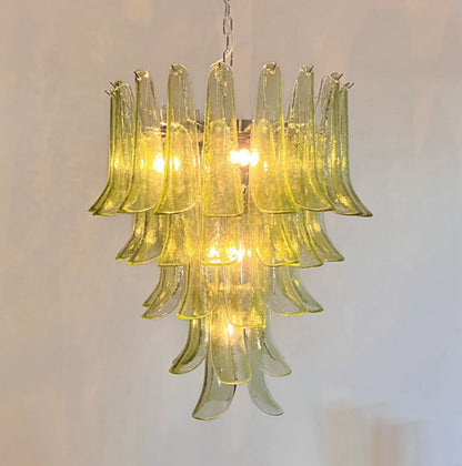 Murano Lysekrone | 52 Grønne Konglebladglass