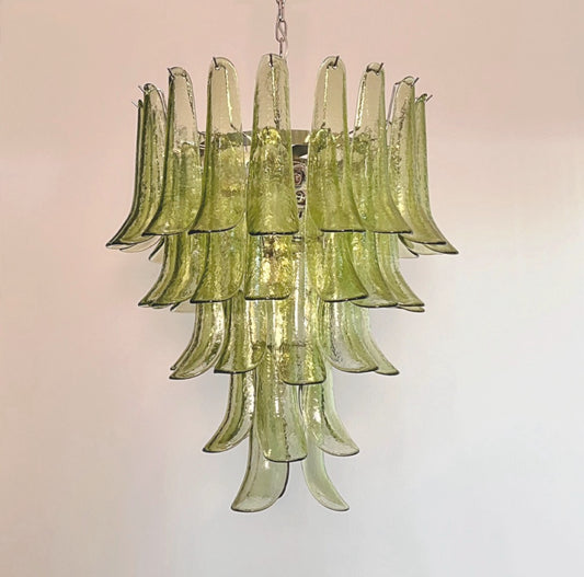 Murano Lysekrone | 52 Grønne Konglebladglass