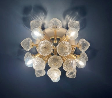 Murano Vegglampe | Klare Hvite Sputnik | 1 par