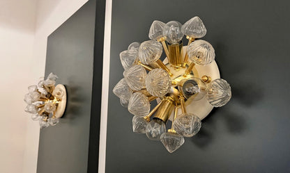 Murano Vegglampe | Klare Hvite Sputnik | 1 par