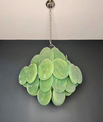 Murano Lysekrone | 36 Grønne Alabaster Iris Diskglass