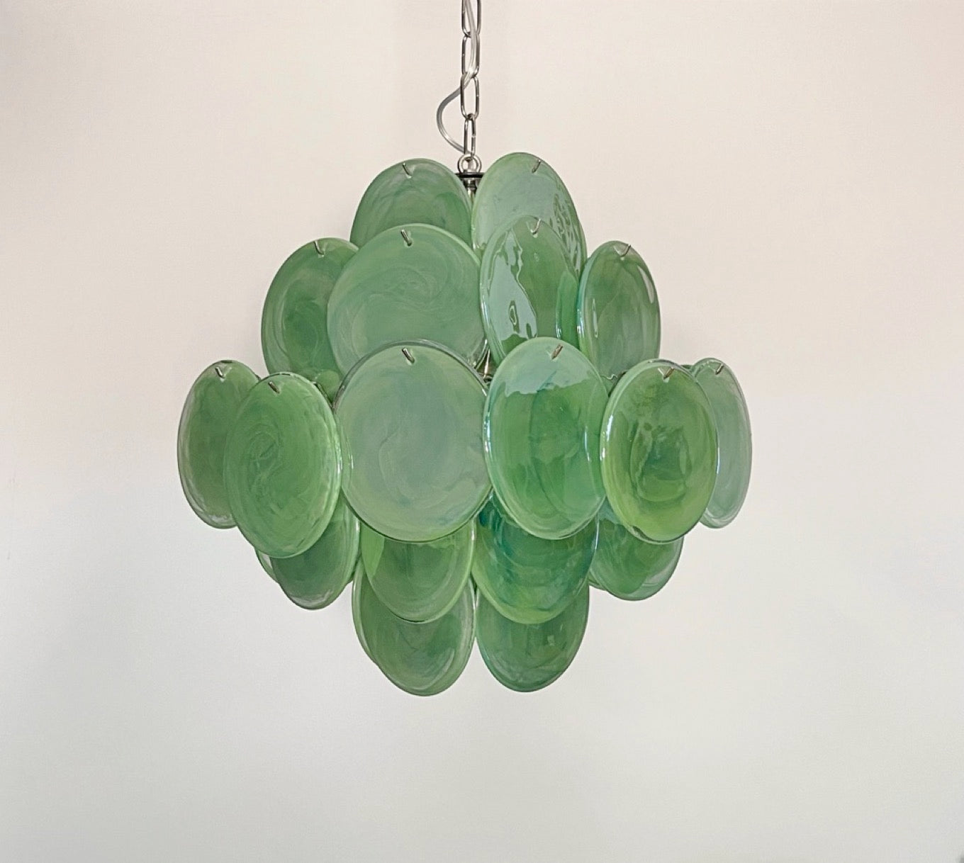 Murano Lysekrone | 36 Grønne Alabaster Iris Diskglass