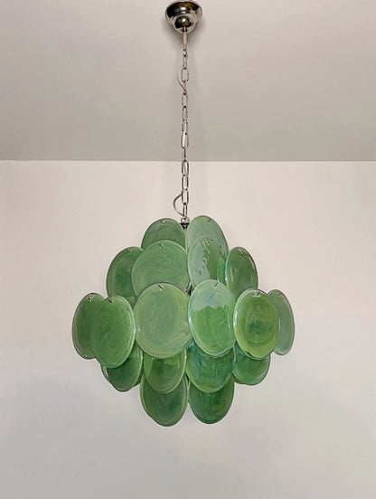 Murano Lysekrone | 36 Grønne Alabaster Iris Diskglass