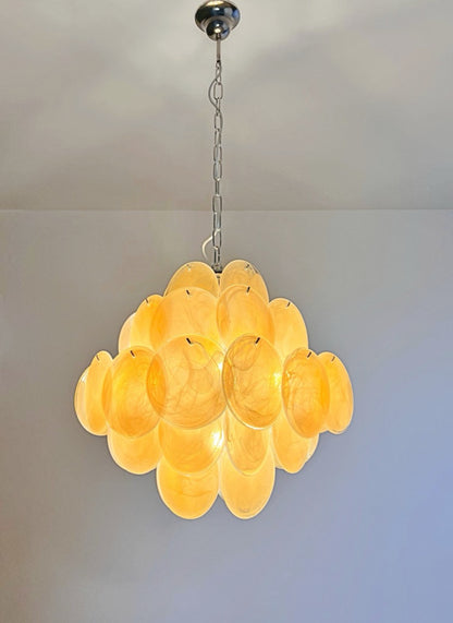 Murano Lysekrone | 36 Alabaster Gull Iris Diskglass