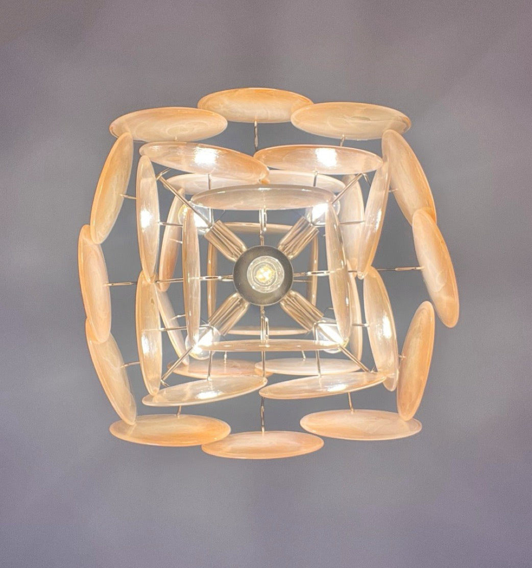 Murano Lysekrone | 36 Alabaster Gull Iris Diskglass