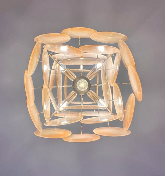 Murano Lysekrone | 36 Alabaster Gull Iris Diskglass