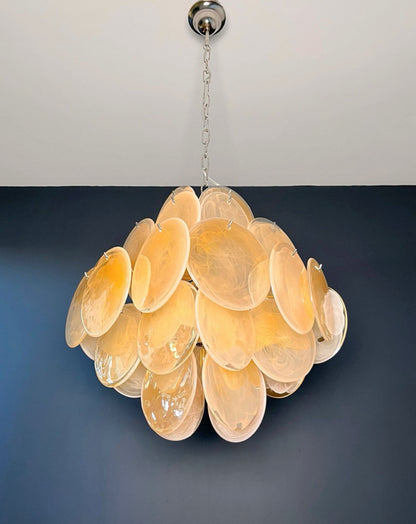 Murano Lysekrone | 36 Alabaster Gull Iris Diskglass