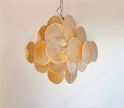 Murano Lysekrone | 36 Alabaster Gull Iris Diskglass