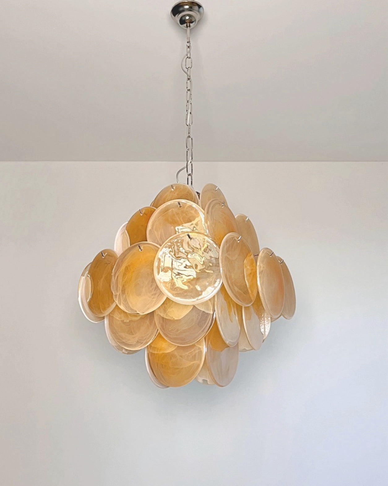 Murano Chandelier – 36 Alabaster Yellow Disc Glass – detail 10 – Murano Classics