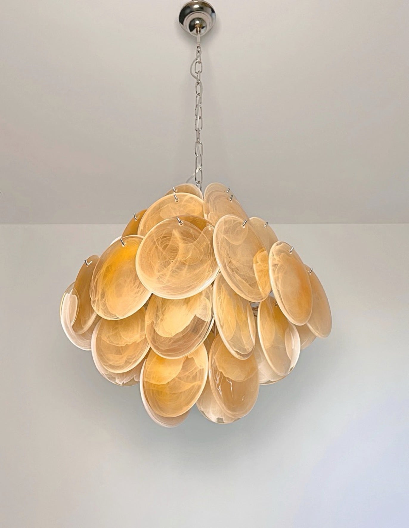 Murano Chandelier – 36 Alabaster Yellow Disc Glass – detail 9 – Murano Classics