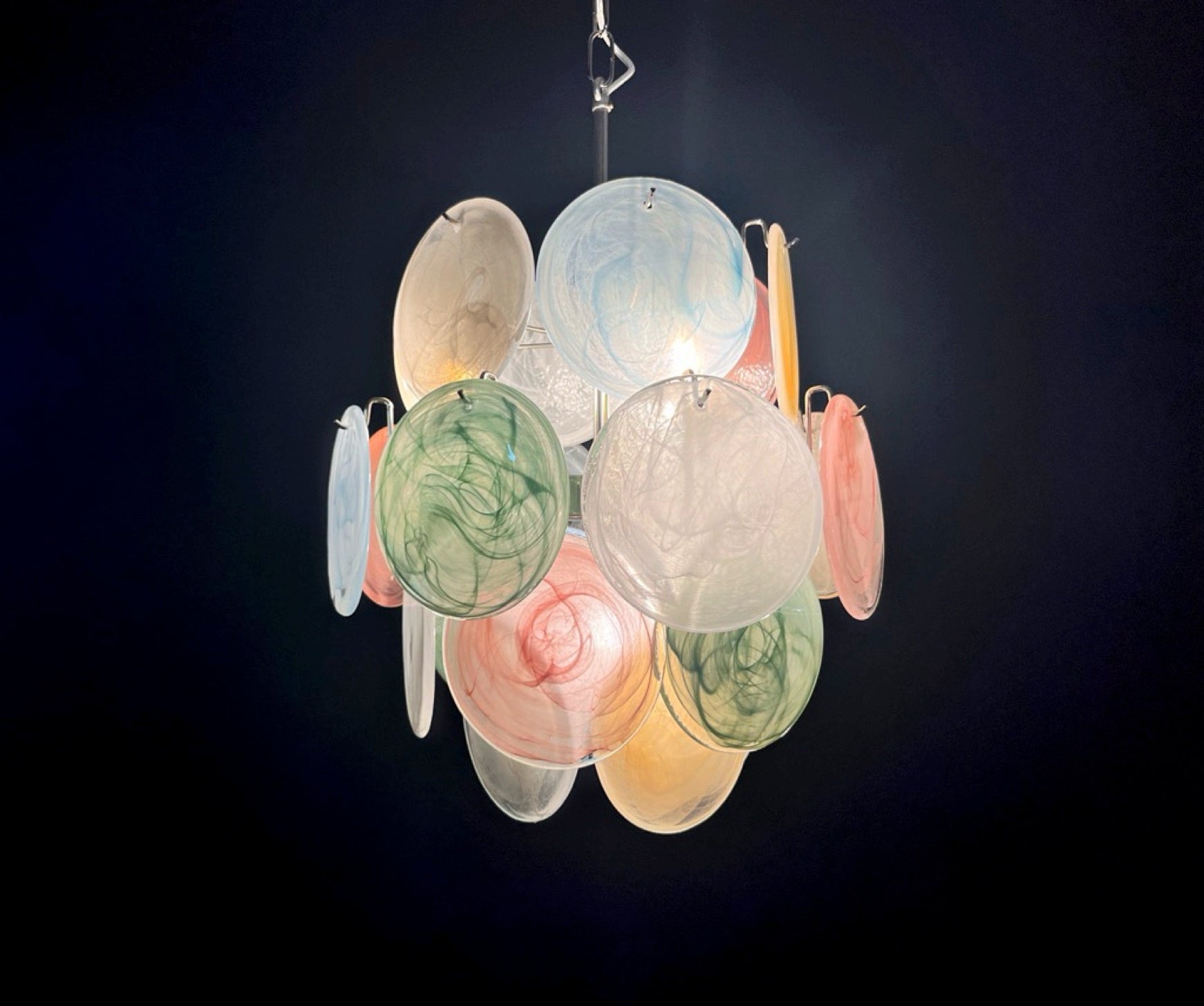 Murano Chandelier – 24 Multicoloured Alabaster Disc Glass – detail 8 – Murano Classics