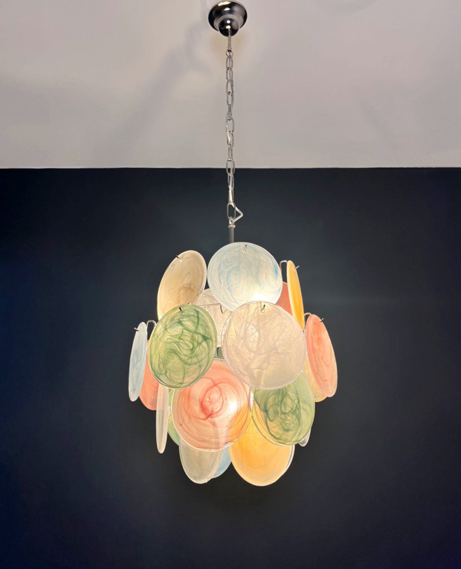 Murano Chandelier – 24 Multicoloured Alabaster Disc Glass – detail 7 – Murano Classics
