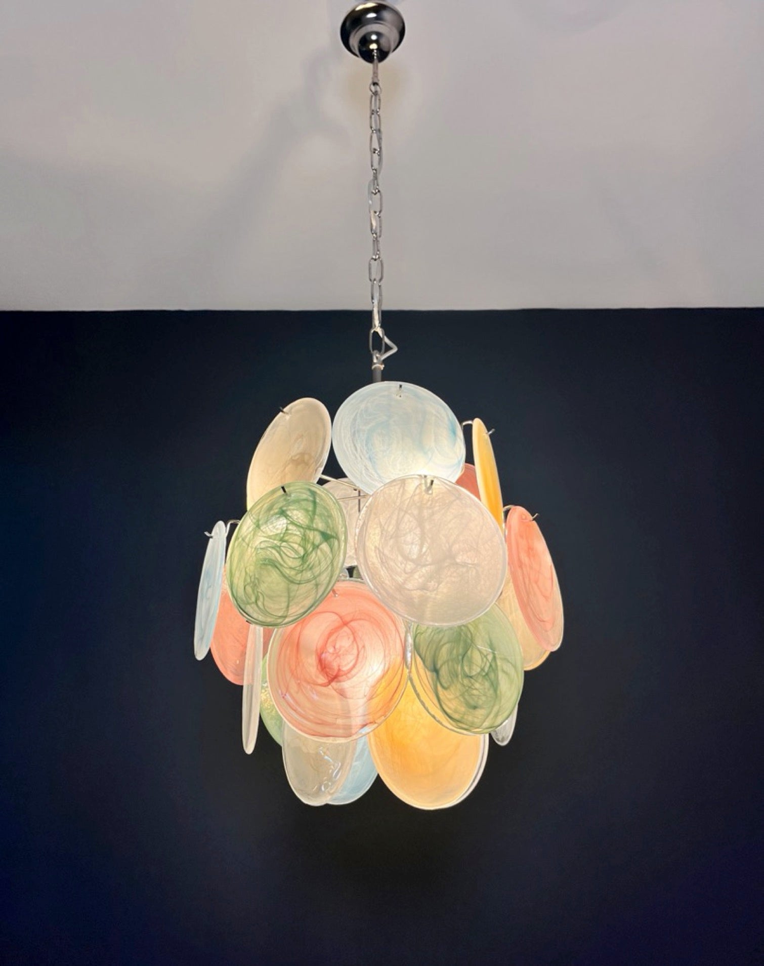 Murano Chandelier – 24 Multicoloured Alabaster Disc Glass – detail 6 – Murano Classics