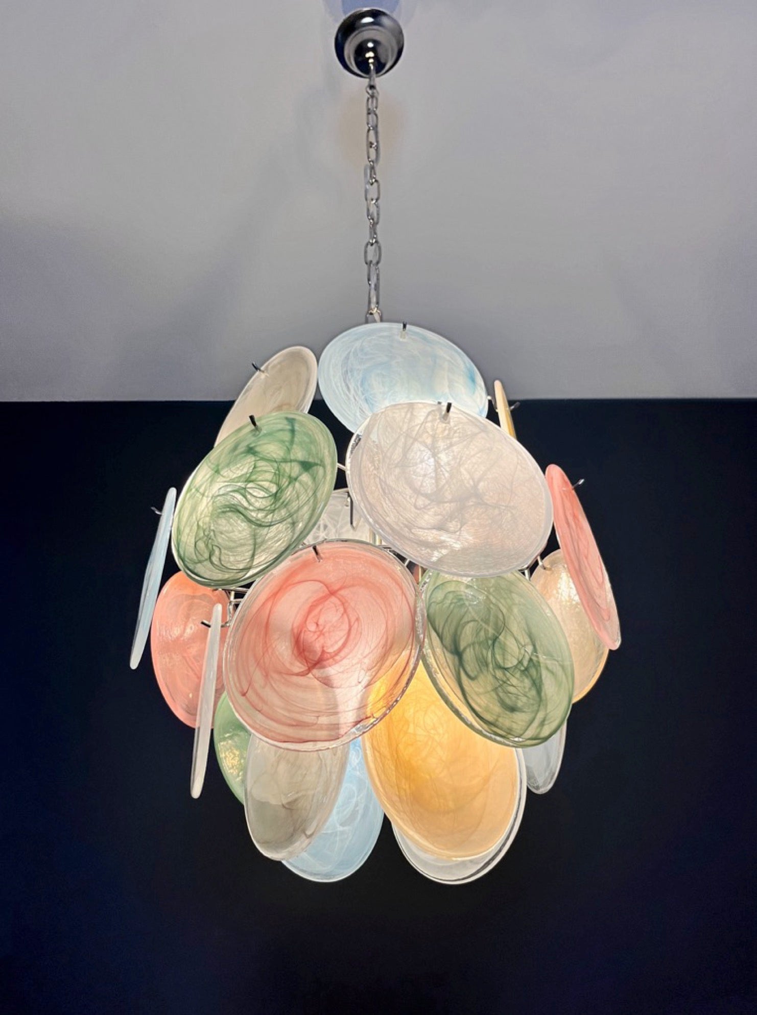 Murano Chandelier – 24 Multicoloured Alabaster Disc Glass – detail 5 – Murano Classics