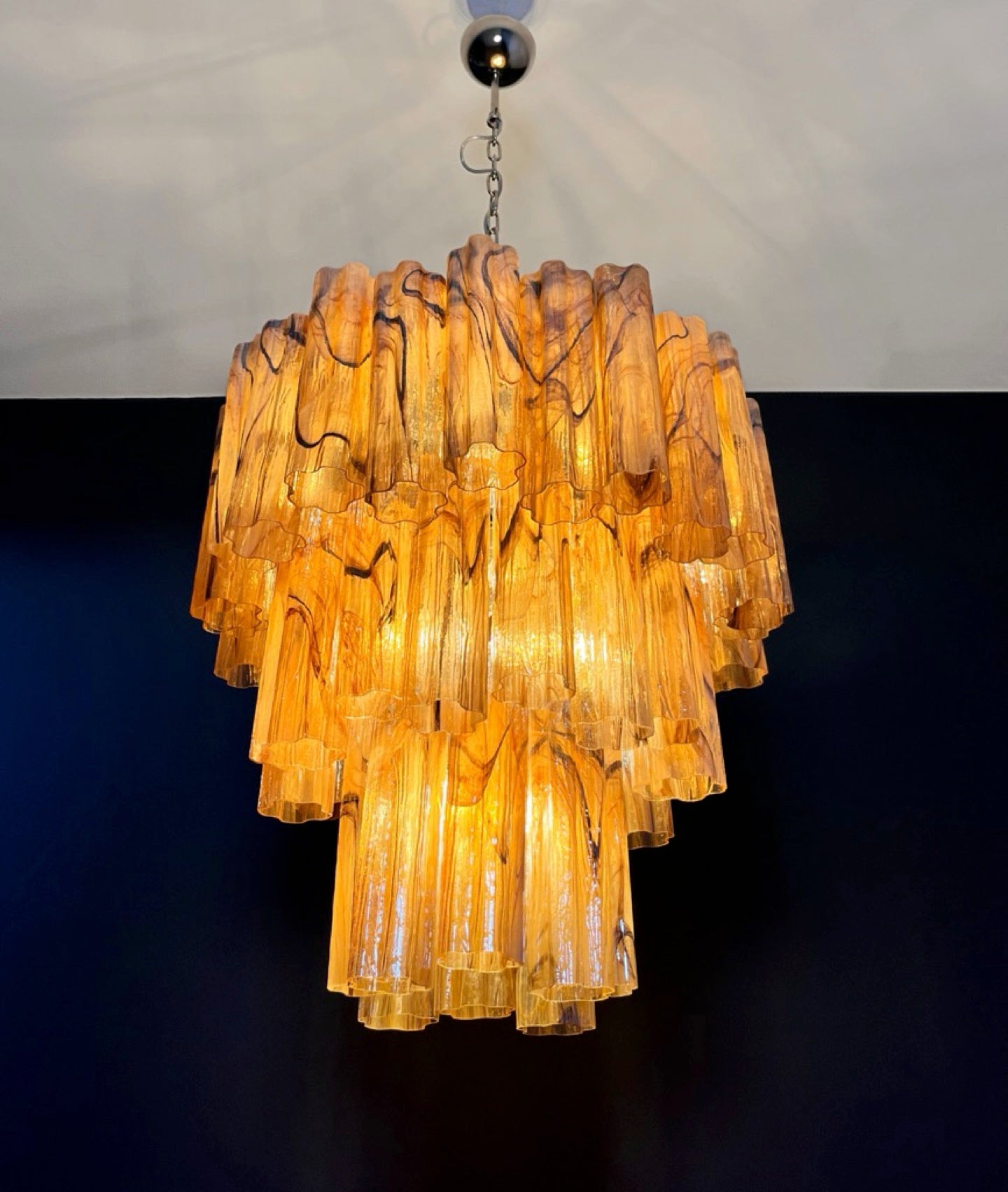 Murano Chandelier – 48 Yellow Alabaster Black Tube Glass – detail 8 – Murano Classics