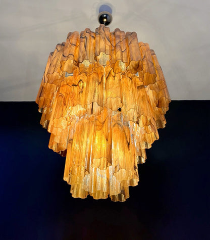 Murano Lysekrone | 48 Gule Alabaster Sorte Rørglass