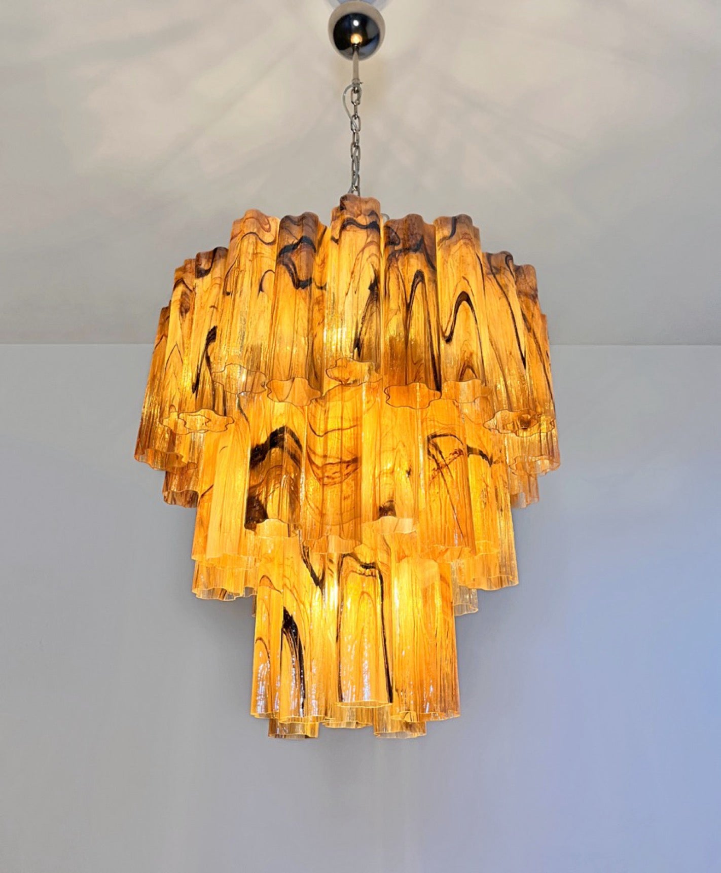 Murano Chandelier – 48 Yellow Alabaster Black Tube Glass – detail 4 – Murano Classics