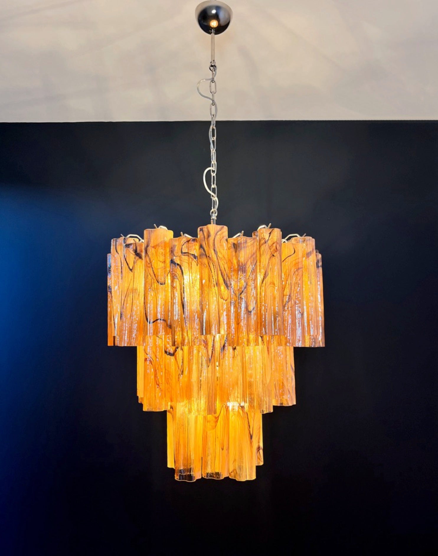 Murano Chandelier – 48 Yellow Alabaster Black Tube Glass – detail 10 – Murano Classics
