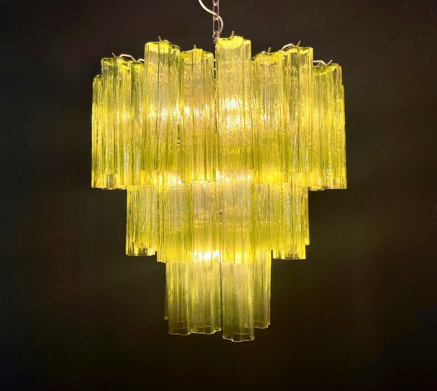 Murano Lysekrone | 48 Grønne Rørglass