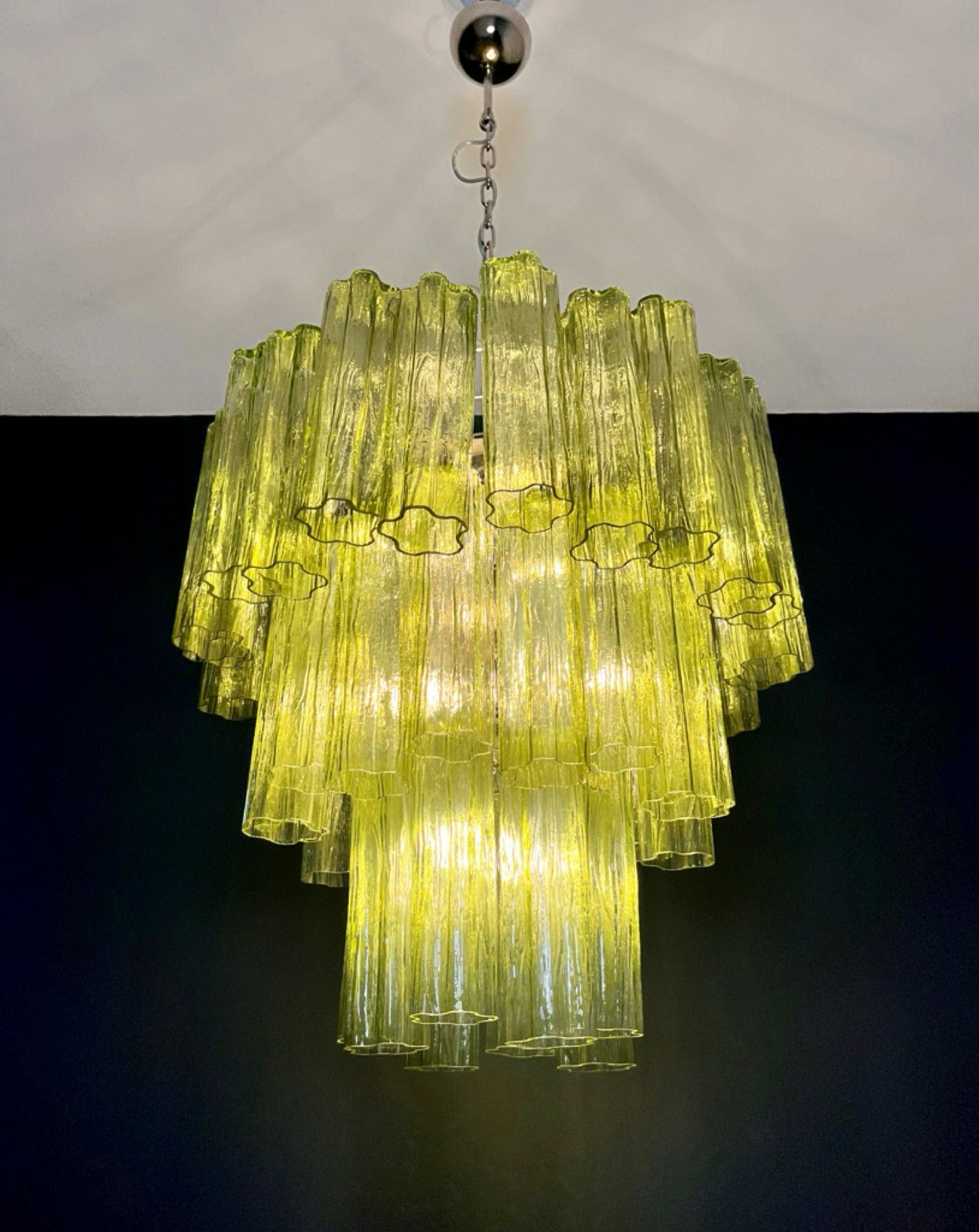 Murano Lysekrone | 48 Grønne Rørglass