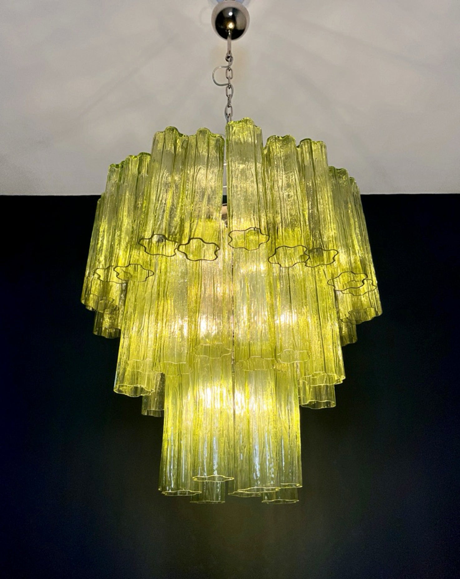 Murano Lysekrone | 48 Grønne Rørglass