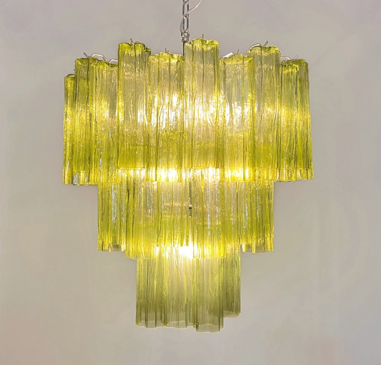 Murano Lysekrone | 48 Grønne Rørglass