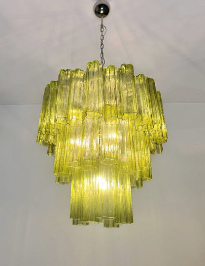 Murano Lysekrone | 48 Grønne Rørglass