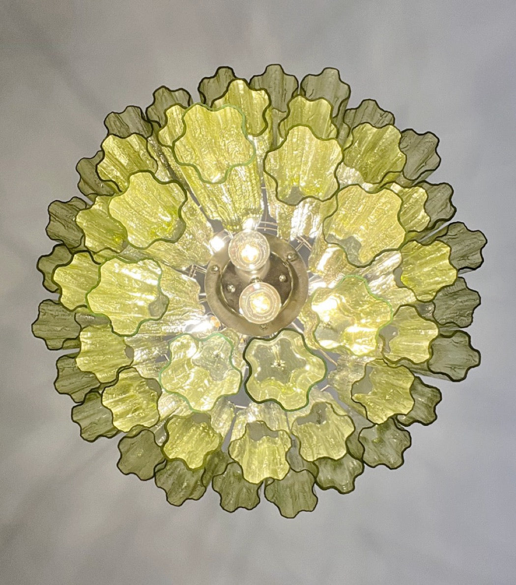 Murano Lysekrone | 48 Grønne Rørglass