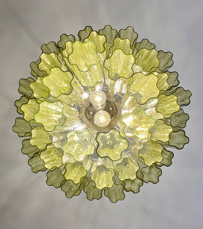 Murano Lysekrone | 48 Grønne Rørglass