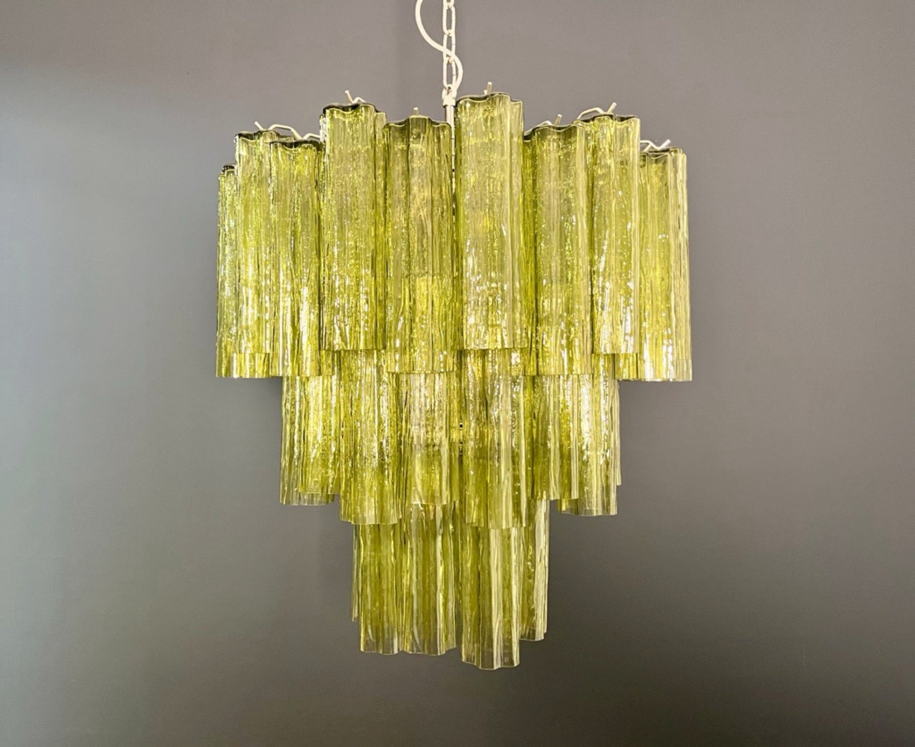 Murano Lysekrone | 48 Grønne Rørglass