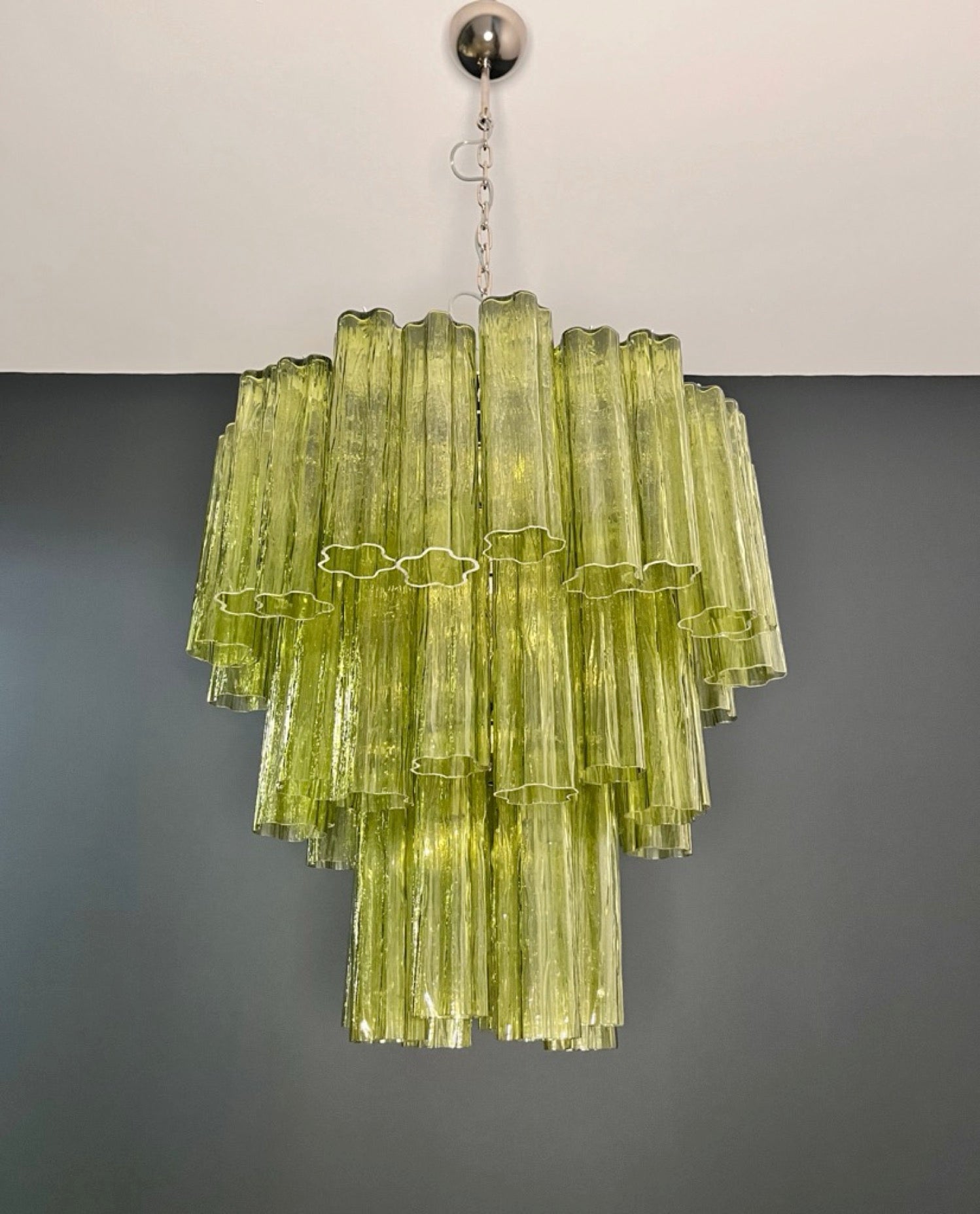 Murano Lysekrone | 48 Grønne Rørglass