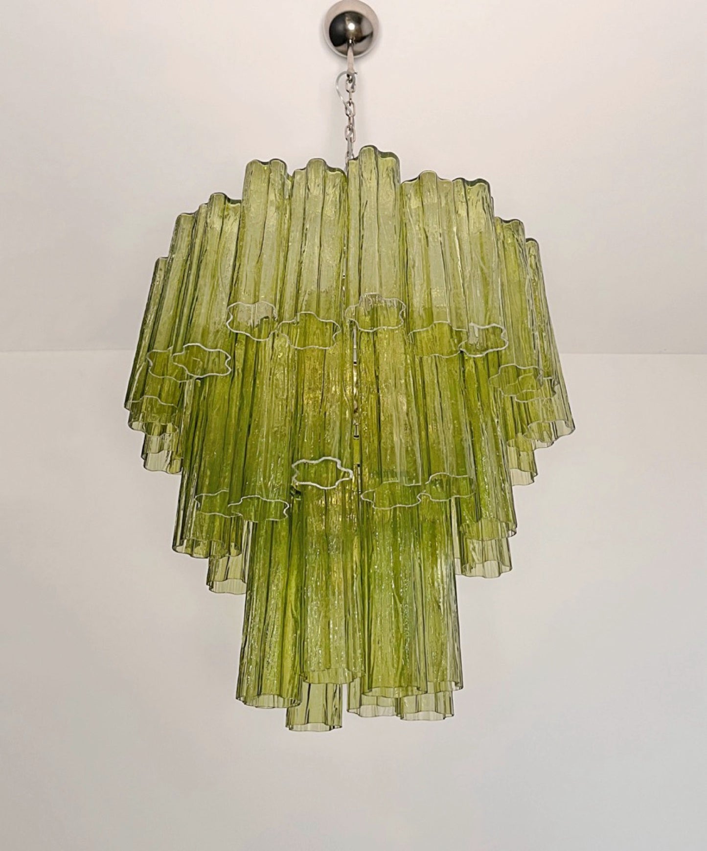 Murano Lysekrone | 48 Grønne Rørglass