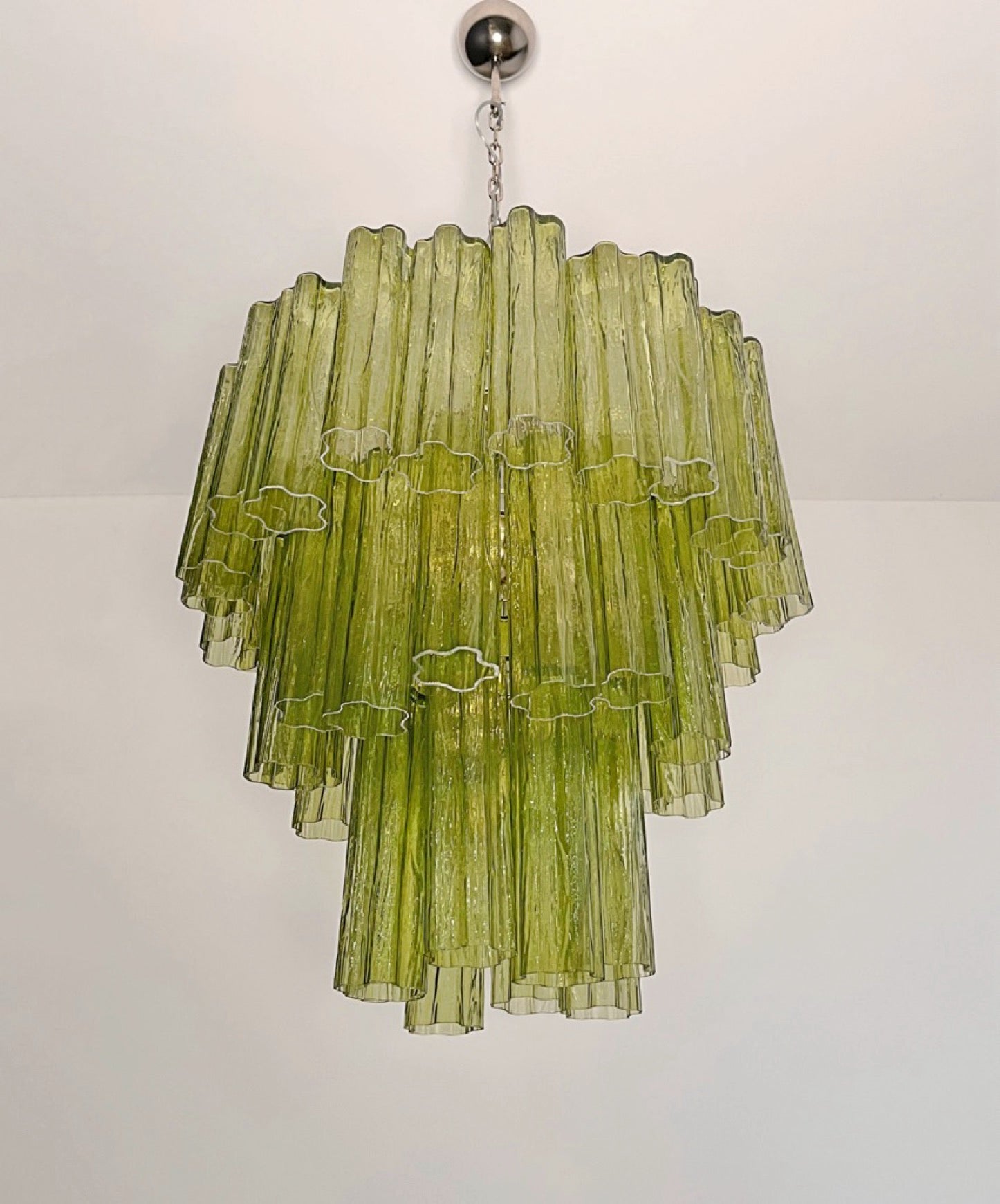 Murano Lysekrone | 48 Grønne Rørglass