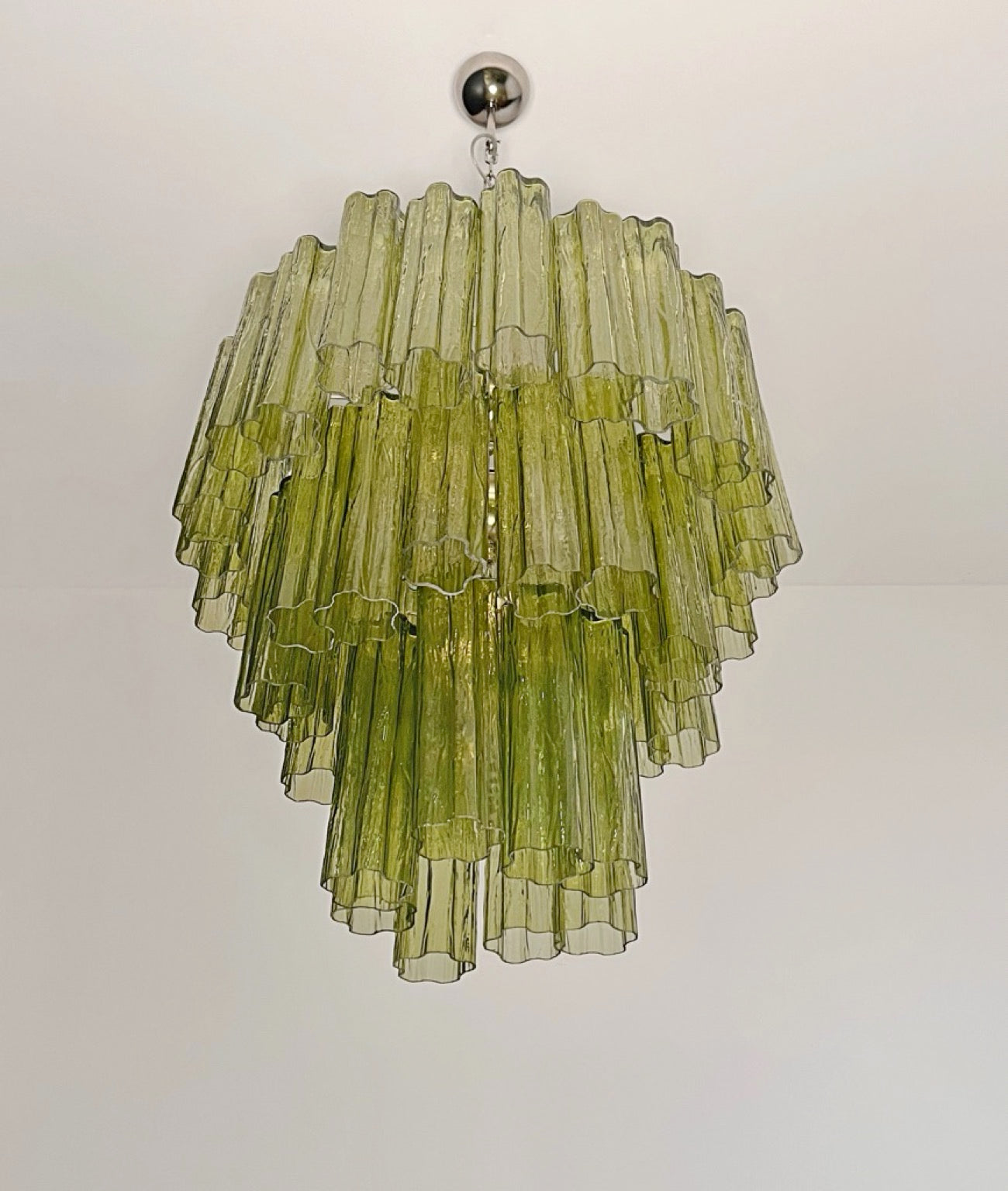 Murano Lysekrone | 48 Grønne Rørglass