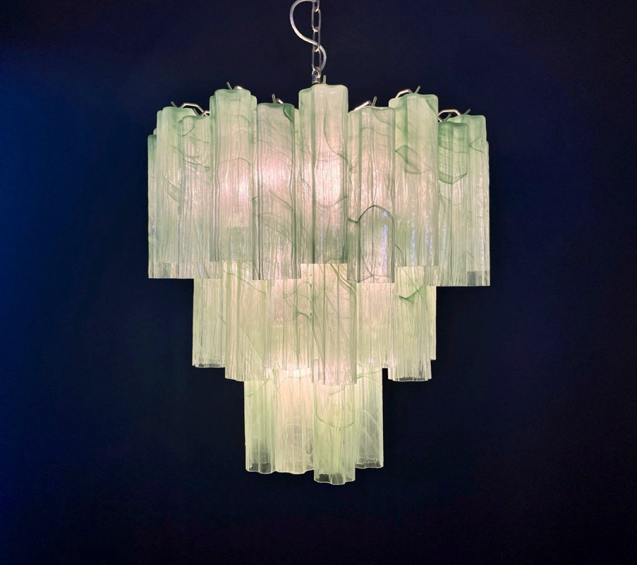 Murano Lysekrone | 48 Grønne Alabaster Rørglass