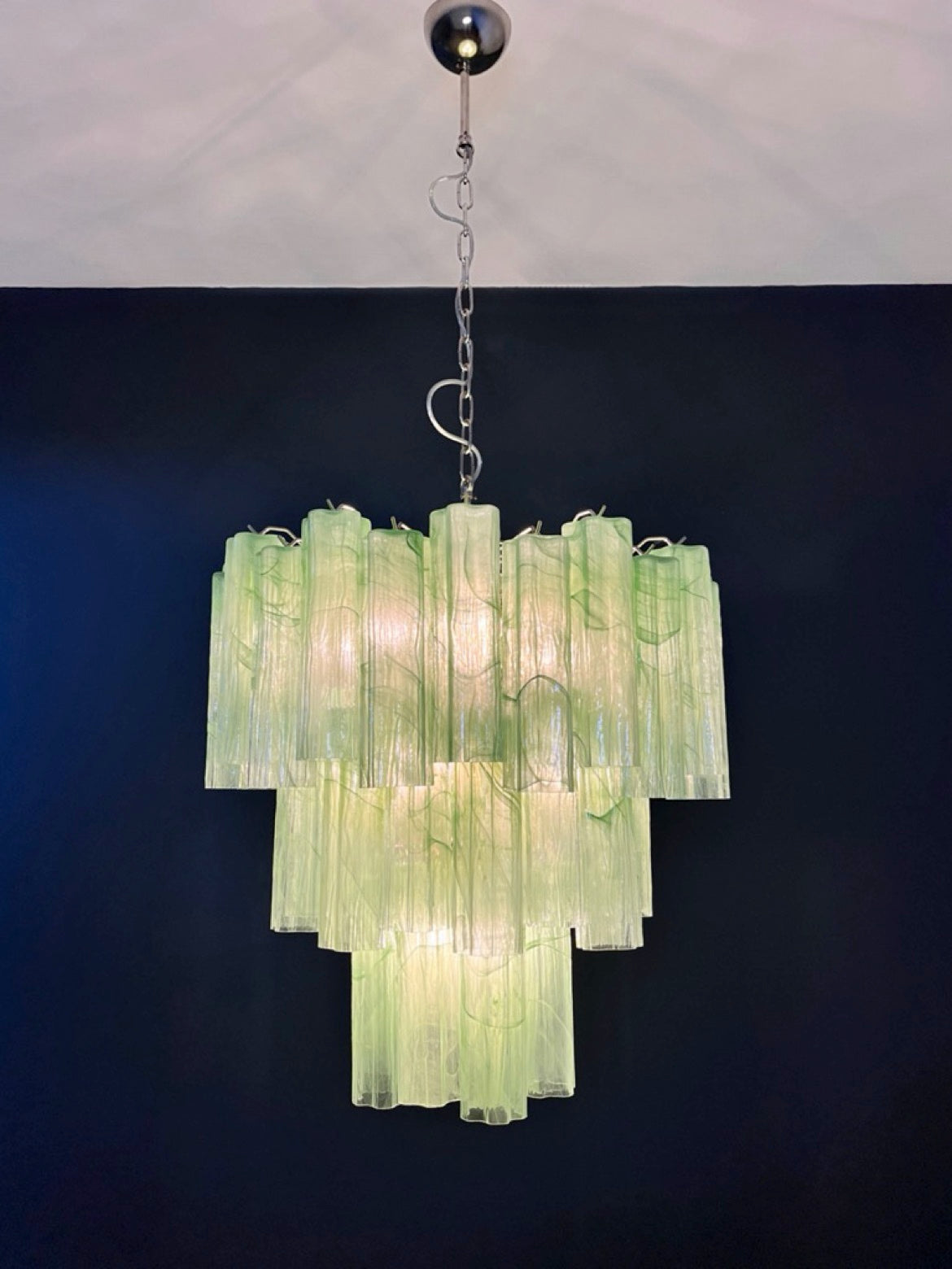 Murano Chandelier – 48 Green Alabaster Glass Tubes – detail 5 – Murano Classics