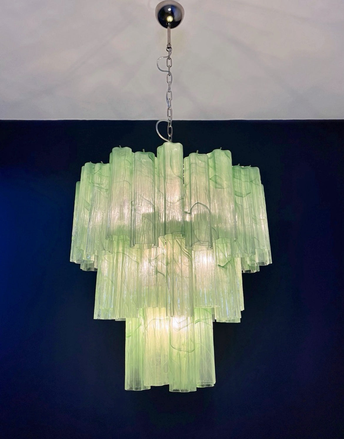 Murano Chandelier – 48 Green Alabaster Glass Tubes – detail 4 – Murano Classics